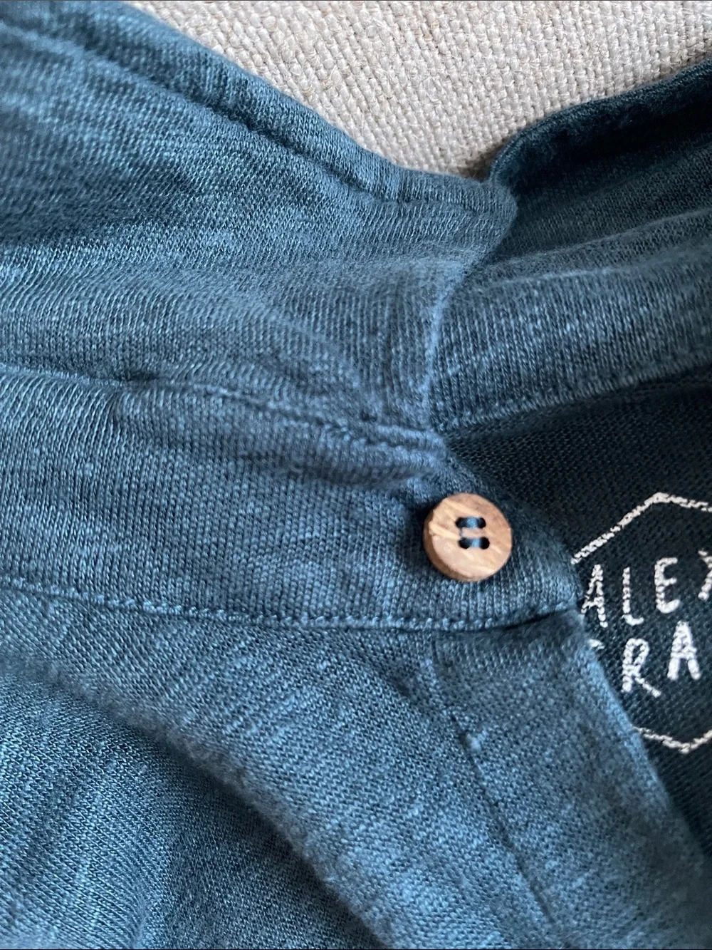 Alex Crane LINEN Knit Ola Button-Down Shirt in Teal Green XL